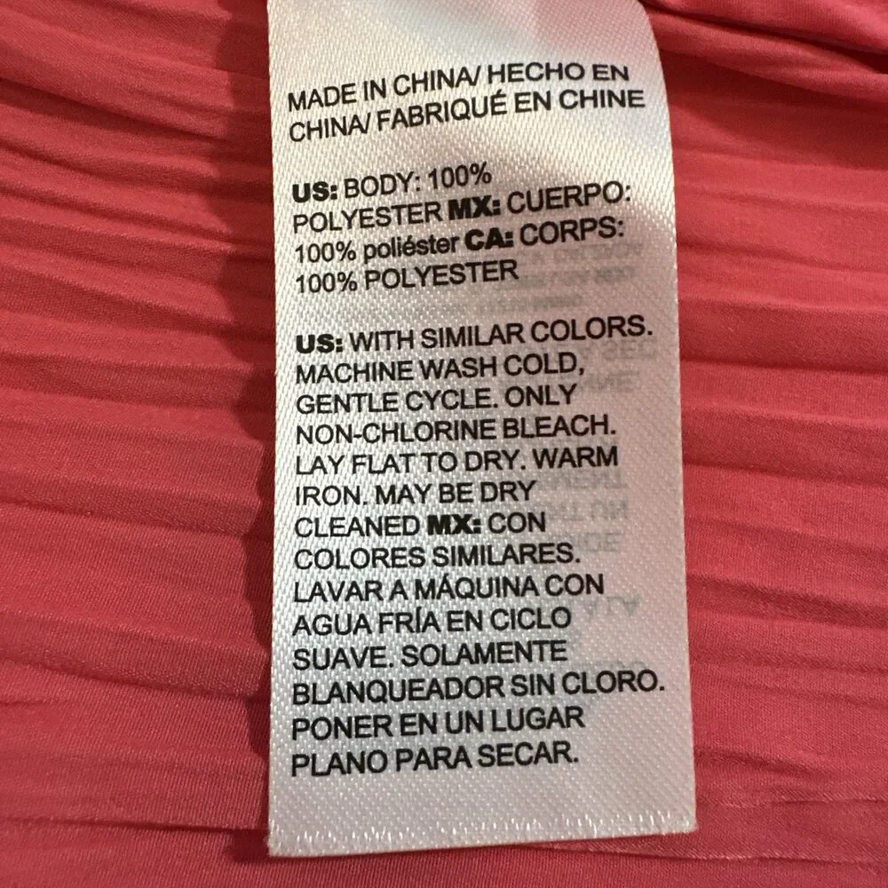Chicos Flare Sleeve Blouse 16/3 crinkle, 3/4 sleeves, Dressy, Coral/Pink SPRING - Picture 8 of 8